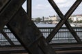 VyÃÂ¡ehrad Railway Bridge with view on Manes Exhibition Hall in Prague Royalty Free Stock Photo